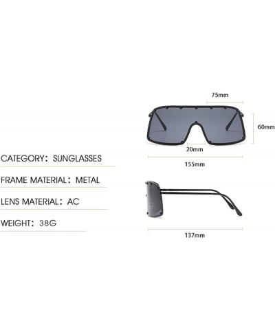 Metal Rivet Trend Sunglasses Women Oversized Shield Visor Colorful One-piece Windproof and Sandproof Men Sport Sunglasses Blu...