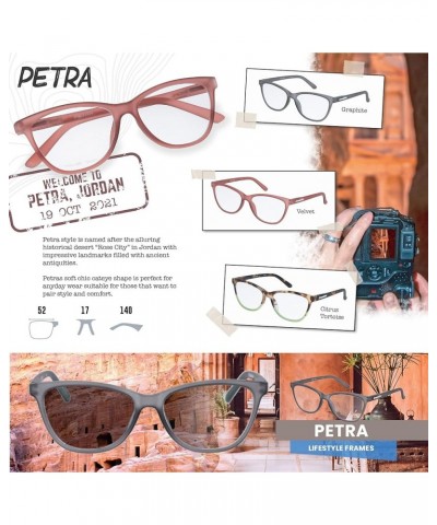 Petra Photochromic Progressive Eyewear | UV400 Sunglass for Outdoor | Bluelight Eyeglass for HEV Devices | Bundle Velvet 0.00...