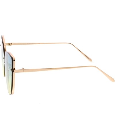 Women's Oversize Slim Metal Rimless Gradient Flat Lens Cat Eye Sunglasses 61mm Gold / Blue-yellow $14.15 Oversized