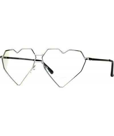 Womens Clear Lens Fashion Glasses Oversized Angled Heart Shape Eyeglasses Silver clear $8.29 Oversized