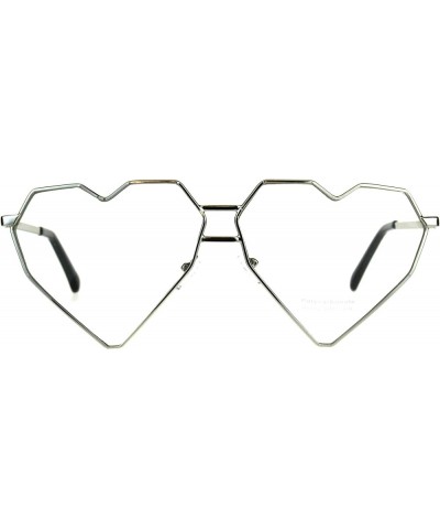 Womens Clear Lens Fashion Glasses Oversized Angled Heart Shape Eyeglasses Silver clear $8.29 Oversized