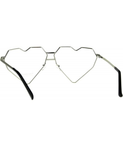 Womens Clear Lens Fashion Glasses Oversized Angled Heart Shape Eyeglasses Silver clear $8.29 Oversized