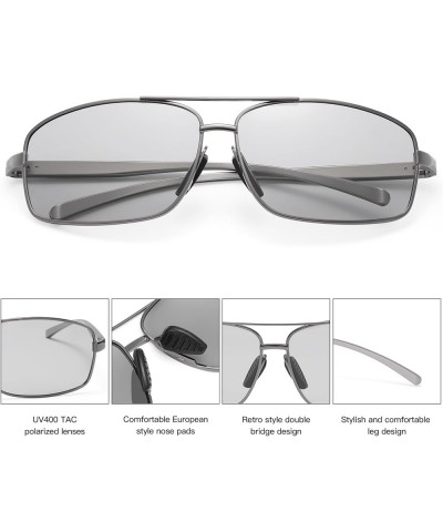 Polarized Sunglasses for Men Frame Ultra Square Rectangular UV400 Protection Sun Glasses Gun Frame Light Gray $7.79 Hexagonal