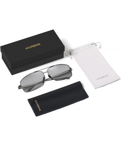 Polarized Sunglasses for Men Frame Ultra Square Rectangular UV400 Protection Sun Glasses Gun Frame Light Gray $7.79 Hexagonal