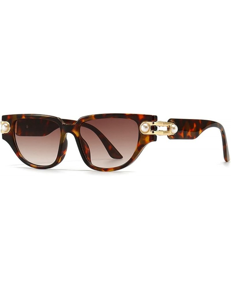 Melrose/retro punk cat glasses men and women fashion 90s pearl round party sunglasses UV400 Leopard $10.23 Square