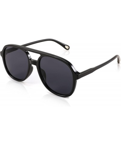 Retro Aviator Sunglasses Women Men Classic Square Shades Trendy Sun Glasses UV400 Protection B2394 007 Black - Grey $10.19 Sq...