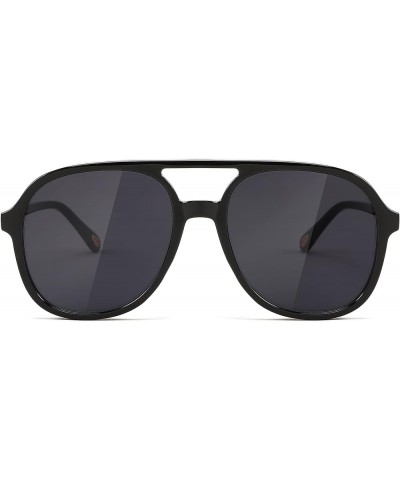 Retro Aviator Sunglasses Women Men Classic Square Shades Trendy Sun Glasses UV400 Protection B2394 007 Black - Grey $10.19 Sq...