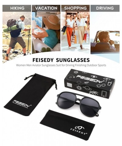 Retro Aviator Sunglasses Women Men Classic Square Shades Trendy Sun Glasses UV400 Protection B2394 007 Black - Grey $10.19 Sq...