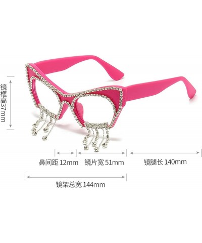 Melrose/Cat Glasses Diamond Sunglasses Prom Party Glasses Ladies Hip Hop Tassel Decorative Sunglasses Red $11.87 Designer