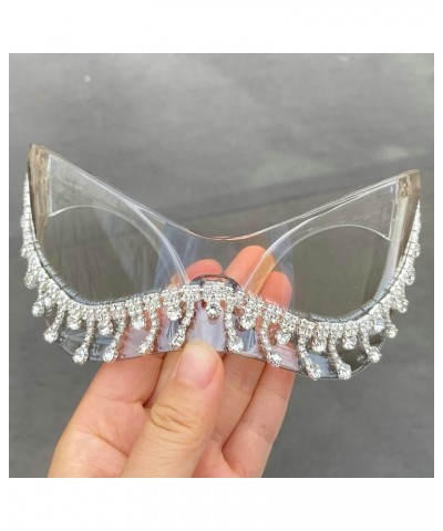 Rimless Tassel Y2k Sunglasses for Women Oversized Festival Party Diamond Sunglasses 2000S Fashion Butterfly Shades Clear $10....