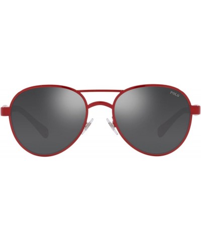 Men's Ph3141 Pilot Sunglasses Shiny Red/Grey Mirrored Silver Gradient $48.68 Designer