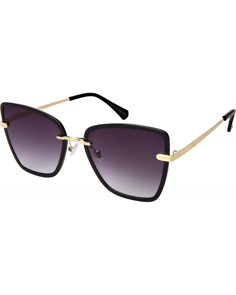 Edge-I-Wear Fashion Women Square Plastic Metal Sunglasses Flat Gradient Lens 3331-FLAP-2(BLK.ap) $8.54 Square