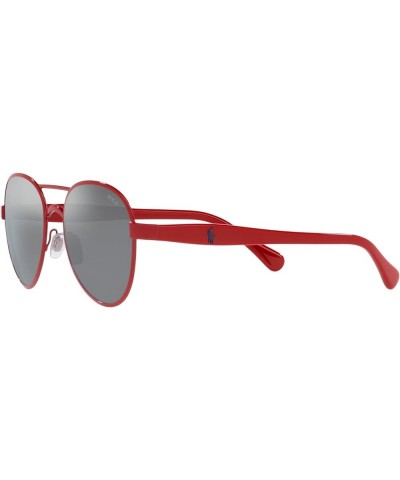 Men's Ph3141 Pilot Sunglasses Shiny Red/Grey Mirrored Silver Gradient $48.68 Designer