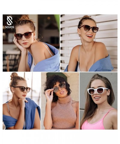 Trendy Polarized Sunglasses for Women,Retro Cat Eye Womens Sun Glasses SJ2221 Milky Red/Grey $11.79 Cat Eye