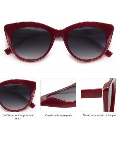 Trendy Polarized Sunglasses for Women,Retro Cat Eye Womens Sun Glasses SJ2221 Milky Red/Grey $11.79 Cat Eye