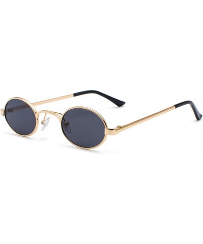 Tiny Oval Sunglasses Men Small Vintage Women Sun Glasses Retro Round Decoration (gold with black) $10.23 Oval