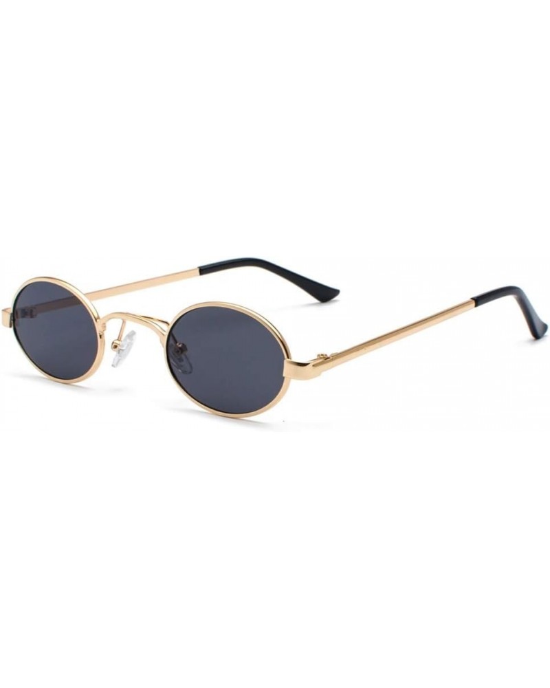 Tiny Oval Sunglasses Men Small Vintage Women Sun Glasses Retro Round Decoration (gold with black) $10.23 Oval