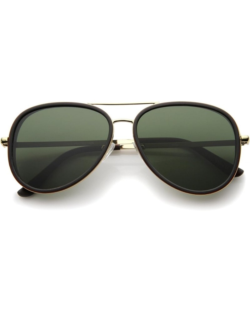 Retro Fashion Side Cover Flat Lens Two-Tone Metal Aviator Sunglasses 53mm Brown-gold / Green $9.17 Rimless