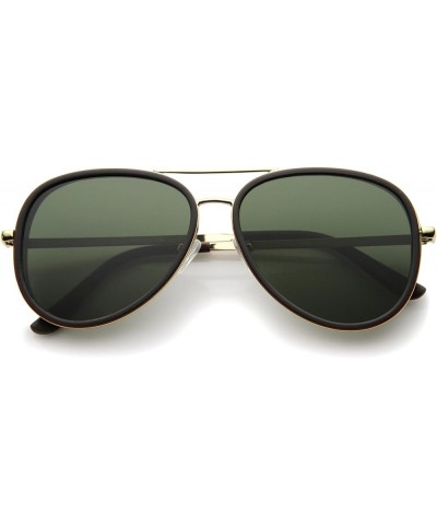 Retro Fashion Side Cover Flat Lens Two-Tone Metal Aviator Sunglasses 53mm Brown-gold / Green $9.17 Rimless