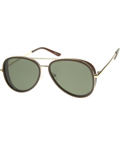 Retro Fashion Side Cover Flat Lens Two-Tone Metal Aviator Sunglasses 53mm Brown-gold / Green $9.17 Rimless