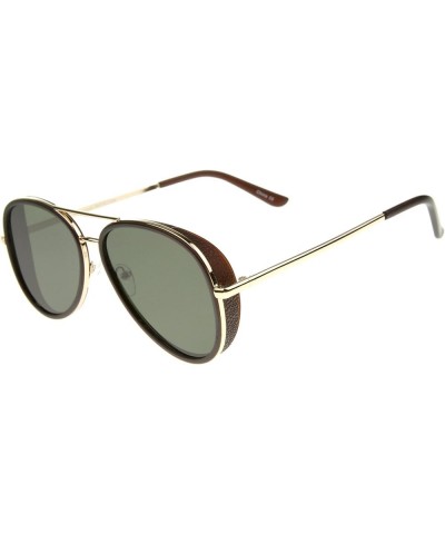 Retro Fashion Side Cover Flat Lens Two-Tone Metal Aviator Sunglasses 53mm Brown-gold / Green $9.17 Rimless