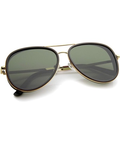 Retro Fashion Side Cover Flat Lens Two-Tone Metal Aviator Sunglasses 53mm Brown-gold / Green $9.17 Rimless