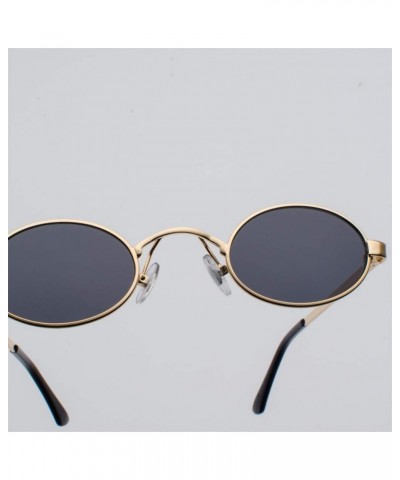 Tiny Oval Sunglasses Men Small Vintage Women Sun Glasses Retro Round Decoration (gold with black) $10.23 Oval