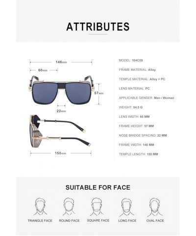 Punk Men and Women Retro Sunglasses Outdoor Sunshade Driving Glasses (Color : A, Size : Medium) Medium F $22.19 Designer