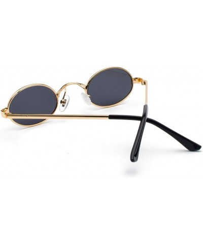 Tiny Oval Sunglasses Men Small Vintage Women Sun Glasses Retro Round Decoration (gold with black) $10.23 Oval