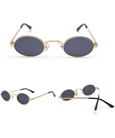 Tiny Oval Sunglasses Men Small Vintage Women Sun Glasses Retro Round Decoration (gold with black) $10.23 Oval