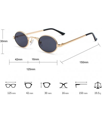 Tiny Oval Sunglasses Men Small Vintage Women Sun Glasses Retro Round Decoration (gold with black) $10.23 Oval