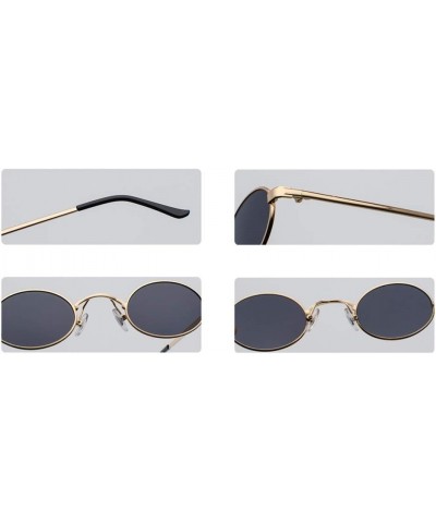 Tiny Oval Sunglasses Men Small Vintage Women Sun Glasses Retro Round Decoration (gold with black) $10.23 Oval