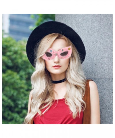 Plush Sunglasses Fuzzy Sunglasses Funny Sunglasses for Women Grls Birthday Graduation Wedding Party Accessories $8.38 Round