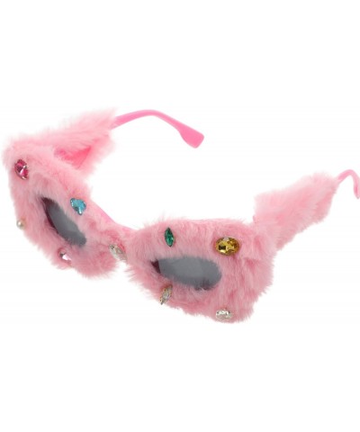 Plush Sunglasses Fuzzy Sunglasses Funny Sunglasses for Women Grls Birthday Graduation Wedding Party Accessories $8.38 Round