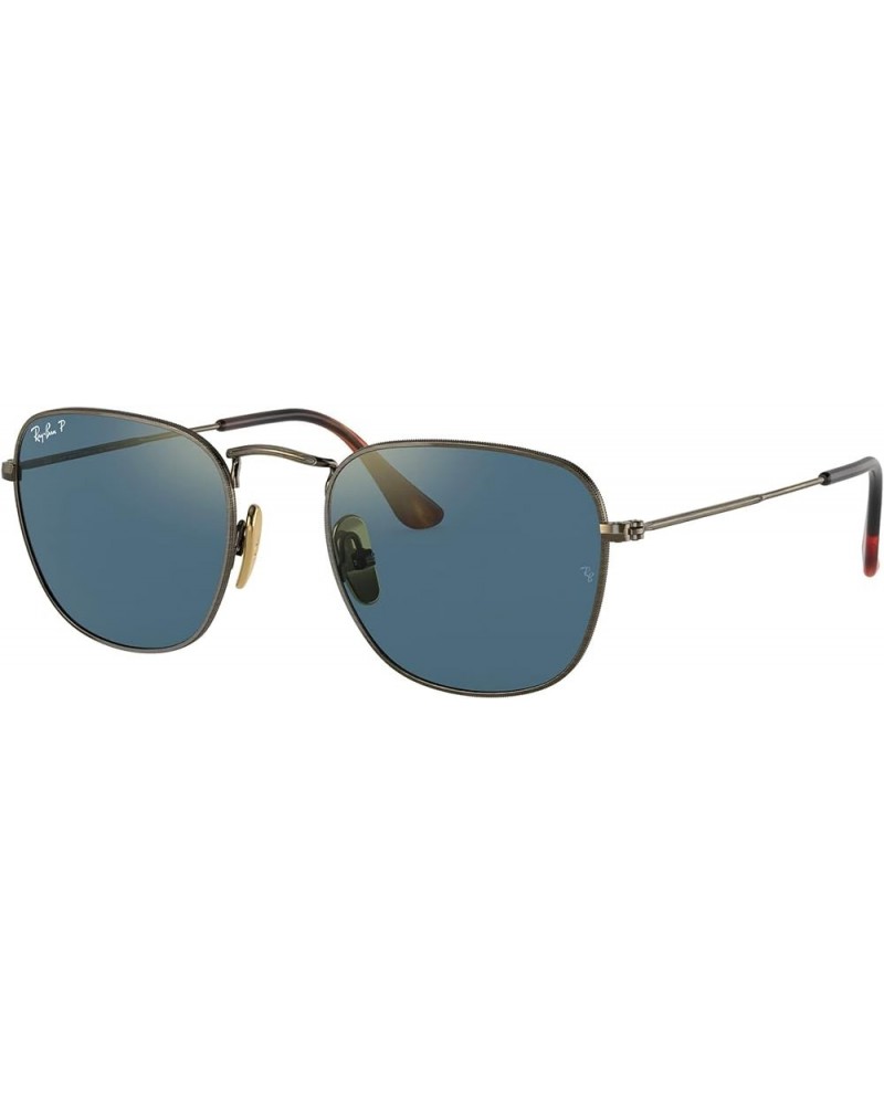 Men's Rb8157 Frank Titanium Square Sunglasses Demigloss Antique Gold/Blue/Gold Mirrored Polarized $88.24 Square