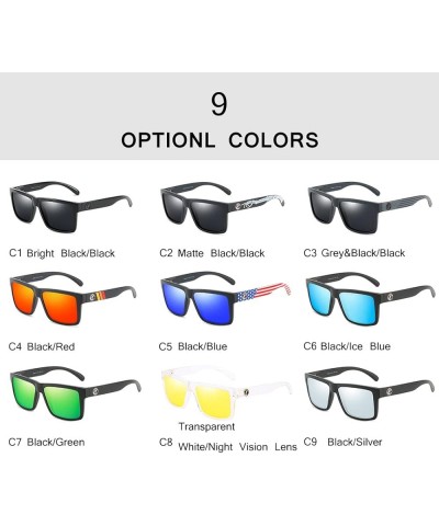 Sport Polarized Sunglasses for Men Women Outdoor Riding Square Windproof Eyewear Sun Glasses F805 C5 Black/Blue $10.44 Sport