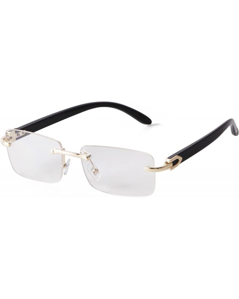 Vintage Rimless Glasses for Men Women Unisex Framless Eyewear with Tinted Lenses Gold/ Clear $8.99 Rectangular