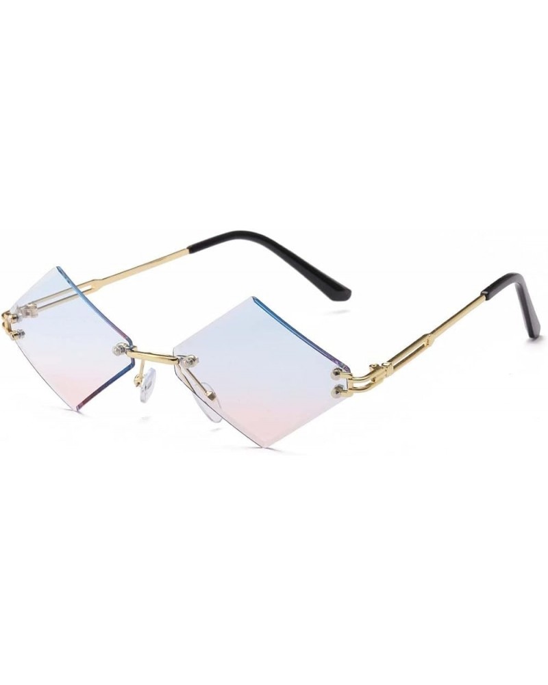 Frameless Metal Small Frame Diamond Glasses Outdoor Shade Street Shooting Decorative Glasses (Color : G, Size : Medium) Mediu...