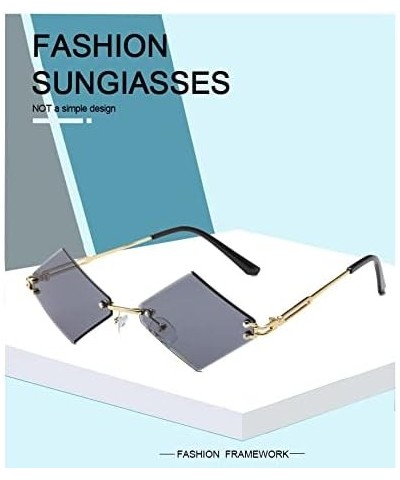 Frameless Metal Small Frame Diamond Glasses Outdoor Shade Street Shooting Decorative Glasses (Color : G, Size : Medium) Mediu...