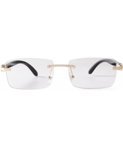 Vintage Rimless Glasses for Men Women Unisex Framless Eyewear with Tinted Lenses Gold/ Clear $8.99 Rectangular