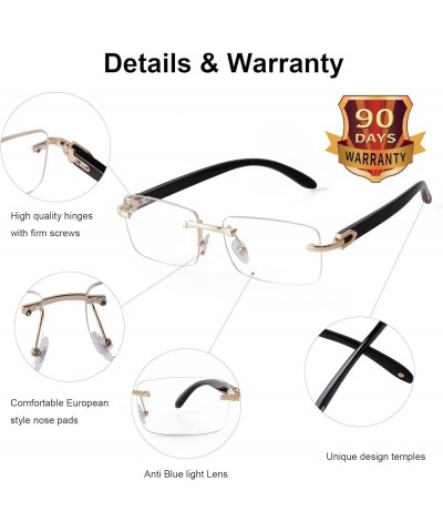 Vintage Rimless Glasses for Men Women Unisex Framless Eyewear with Tinted Lenses Gold/ Clear $8.99 Rectangular