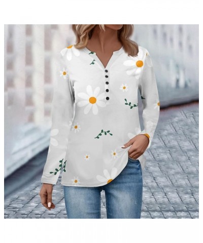 Workout Tops for Women Button Down Long Sleeve Sweatshirts Printing V Neck Pullover Tops Hide Belly Outfits 5-khaki $9.94 Ove...