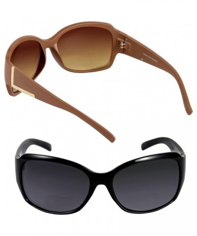 2 Pair of 'The Fashionista' Women's Designer Bifocal Sunglasses - Outdoor Reading Glasses Black/Brown $11.25 Designer