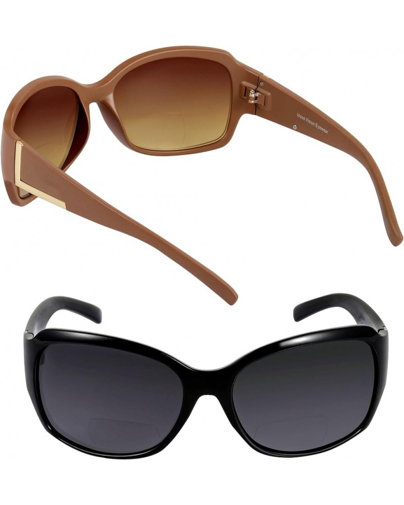 2 Pair of 'The Fashionista' Women's Designer Bifocal Sunglasses - Outdoor Reading Glasses Black/Brown $11.25 Designer