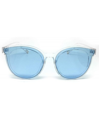 RAKOSTA c7296 Premium Oversized Womens Mens Funky Fashion Candy Flat Tint Sunglasses Clear/Blue Premium $13.56 Oval