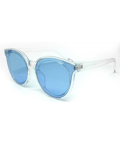 RAKOSTA c7296 Premium Oversized Womens Mens Funky Fashion Candy Flat Tint Sunglasses Clear/Blue Premium $13.56 Oval