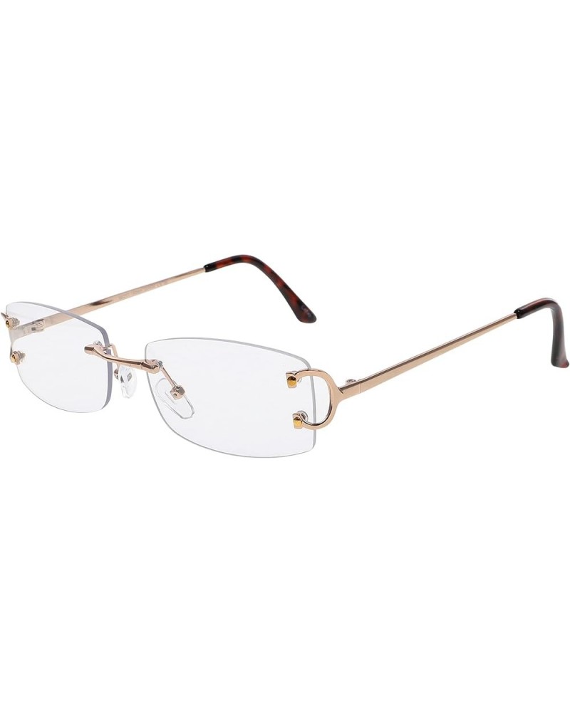 Small Narrow Rimless Sunglasses Fashion Rectangle Tinted Lens 90s Frameless Glasses for Women Men Clear $10.37 Rectangular