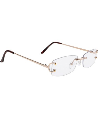 Small Narrow Rimless Sunglasses Fashion Rectangle Tinted Lens 90s Frameless Glasses for Women Men Clear $10.37 Rectangular