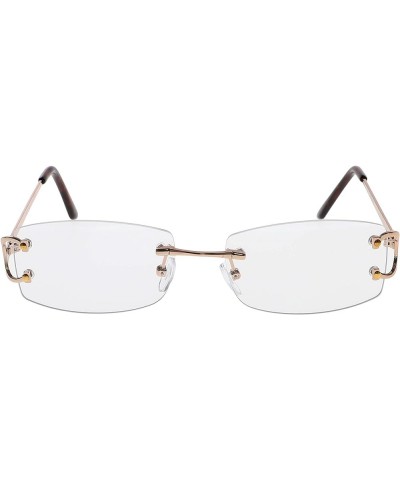 Small Narrow Rimless Sunglasses Fashion Rectangle Tinted Lens 90s Frameless Glasses for Women Men Clear $10.37 Rectangular