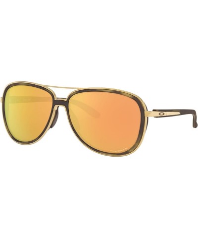 Women's Oo4129 Split Time Aviator Sunglasses Brown Tortoise Gold/Prizm Rose Gold Polarized $76.13 Aviator